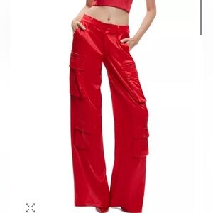 ALICE + OLIVIA Joette Low-Rise Satin Cargo Pants